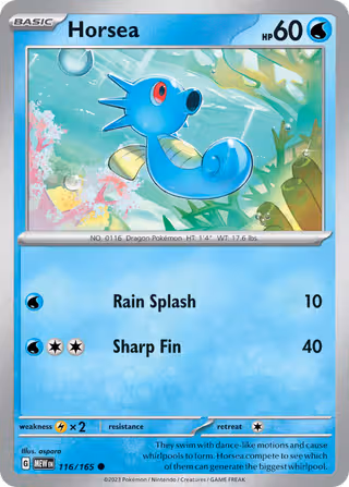 Horsea 116/165 Pokemon card
