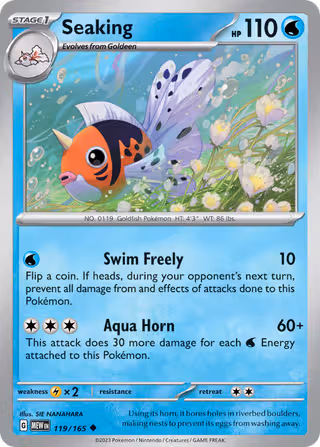 Seaking 119/165 Pokemon card