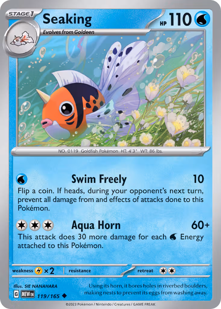 Seaking 119/165 Pokemon card