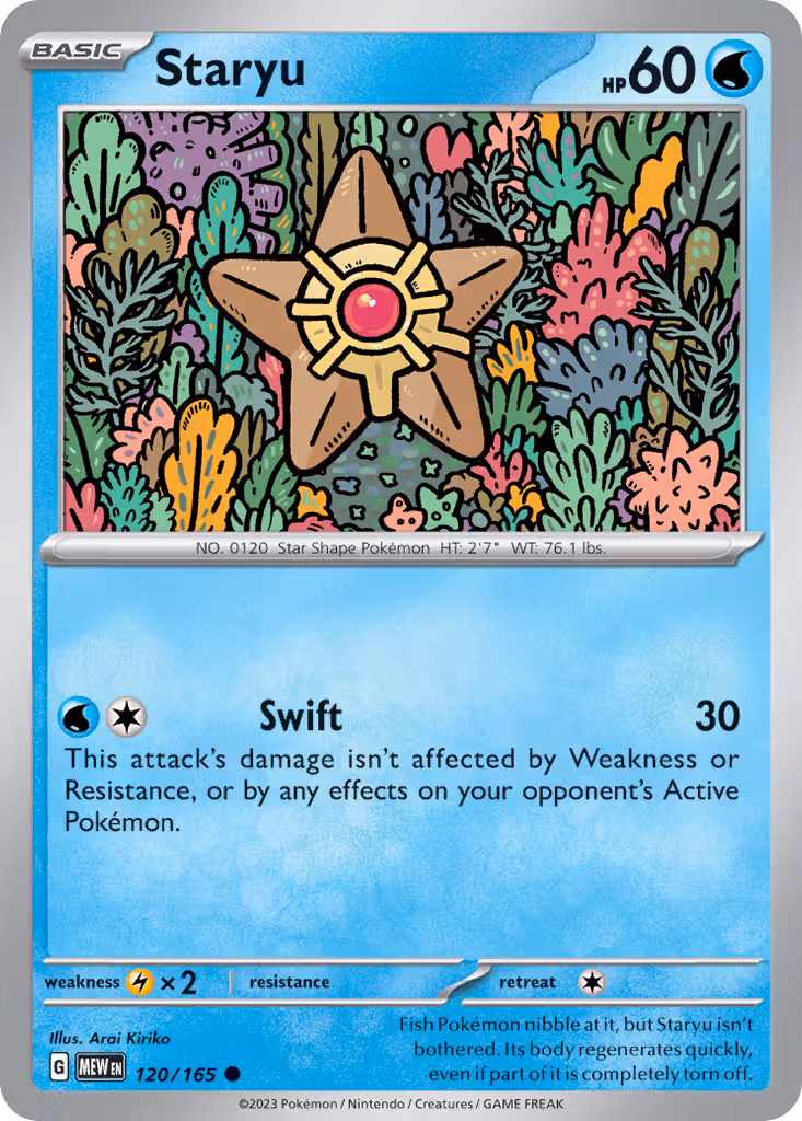 Staryu 120/165 Pokemon card