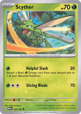 Scyther 123/165 Pokemon card