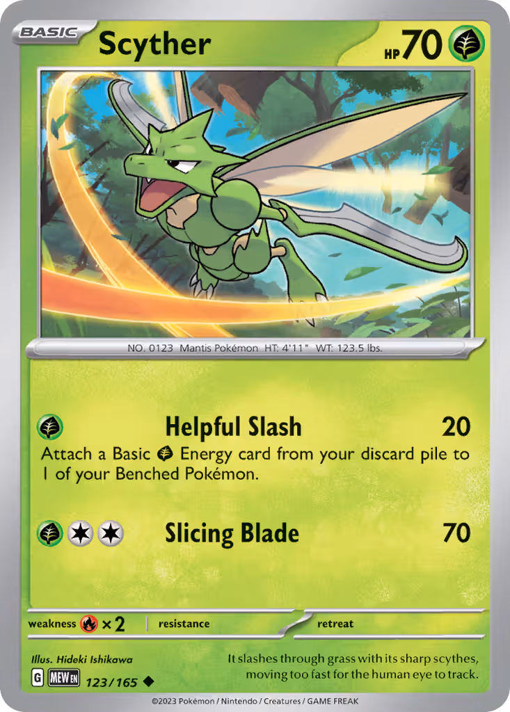Scyther 123/165 Pokemon card
