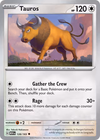 Tauros 128/165 Pokemon card