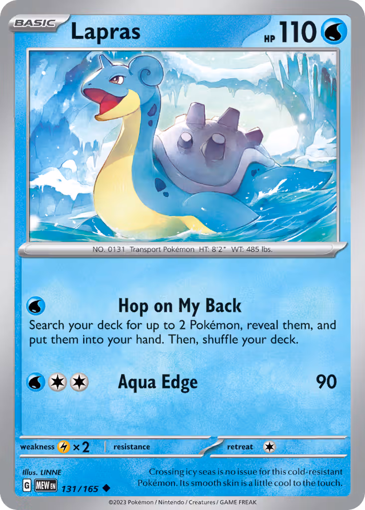 Lapras 131/165 Pokemon card