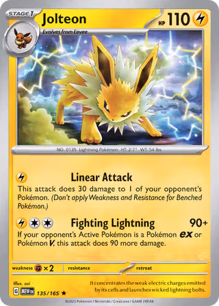 Jolteon 135/165 Pokemon card