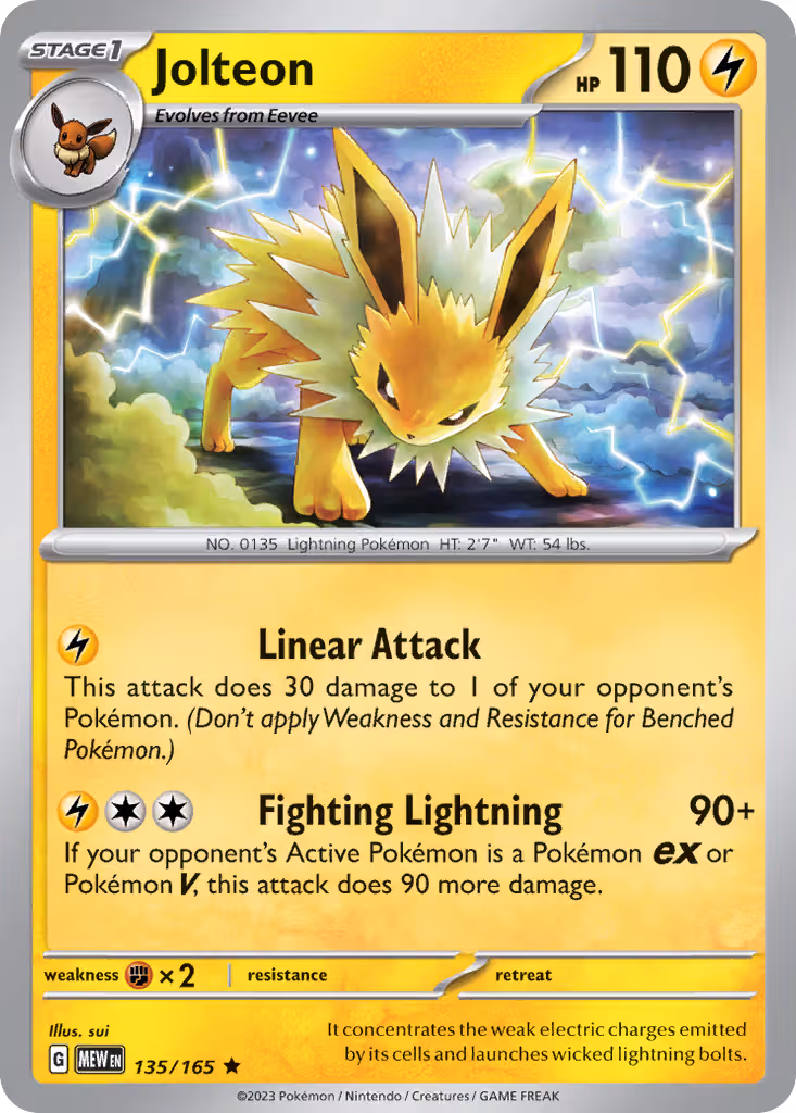 Jolteon 135/165 Pokemon card