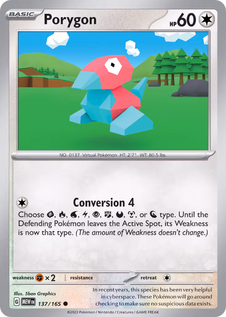 Porygon 137/165 Pokemon card