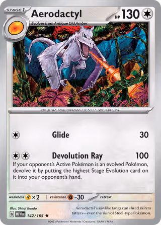 Aerodactyl 142/165 Pokemon card
