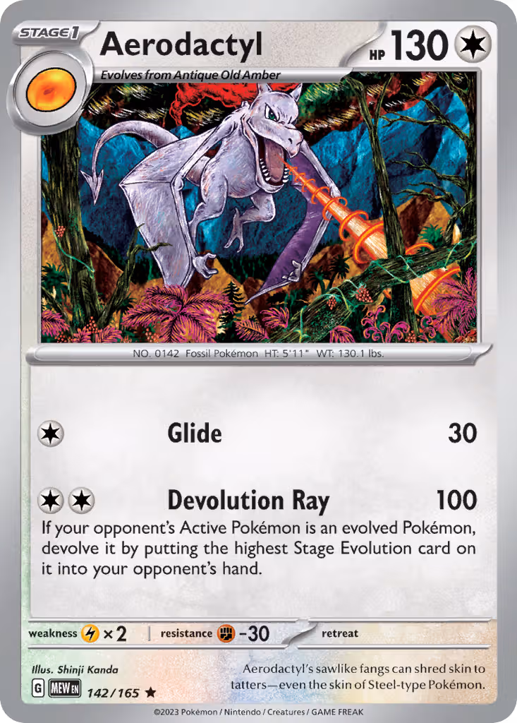 Aerodactyl 142/165 Pokemon card