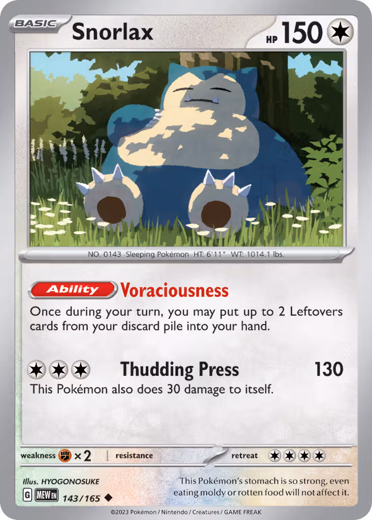 Snorlax 143/165 Pokemon card