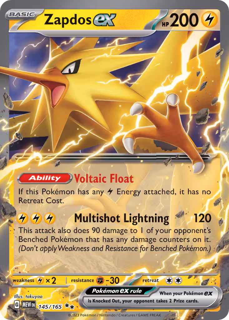 Zapdos ex 145/165 Pokemon card