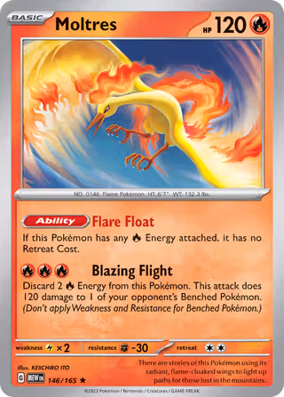 Moltres 146/165 Pokemon card