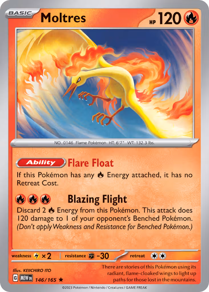 Moltres 146/165 Pokemon card