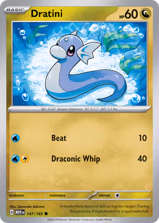 Dratini 147/165 Pokemon card