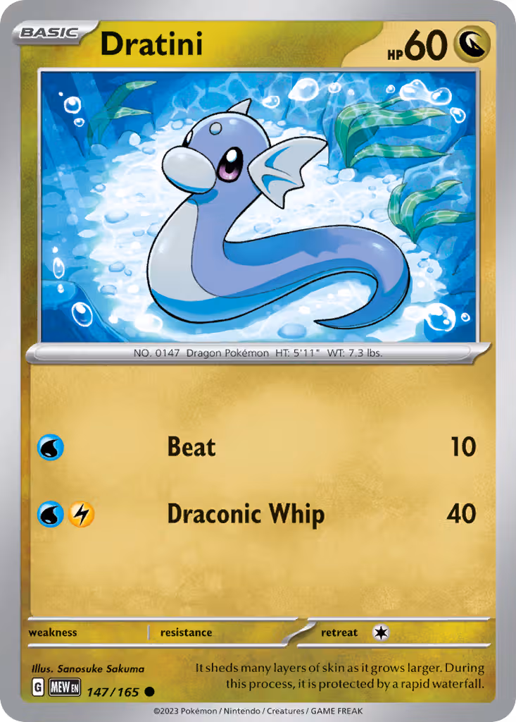 Dratini 147/165 Pokemon card