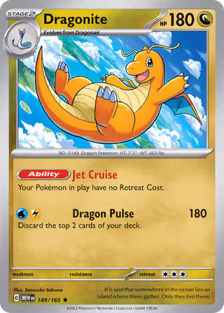 Dragonite 149/165 Pokemon card