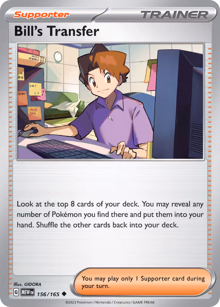 Bill's Transfer 156/165 Pokemon card
