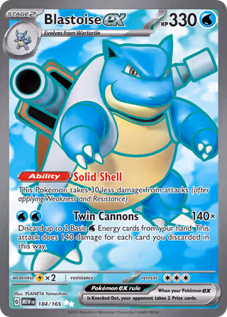 Blastoise ex 184/165 Pokemon card