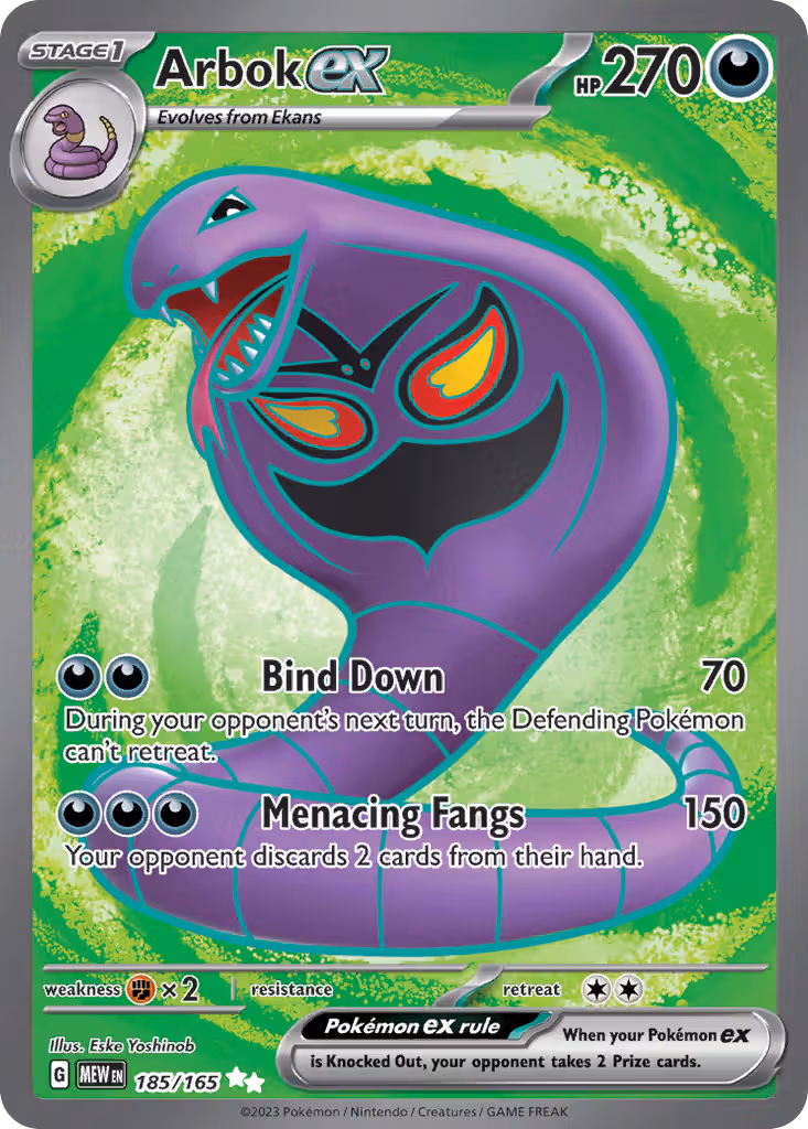 Arbok ex 185/165 Pokemon card