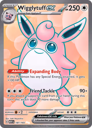Wigglytuff ex 187/165 Pokemon card