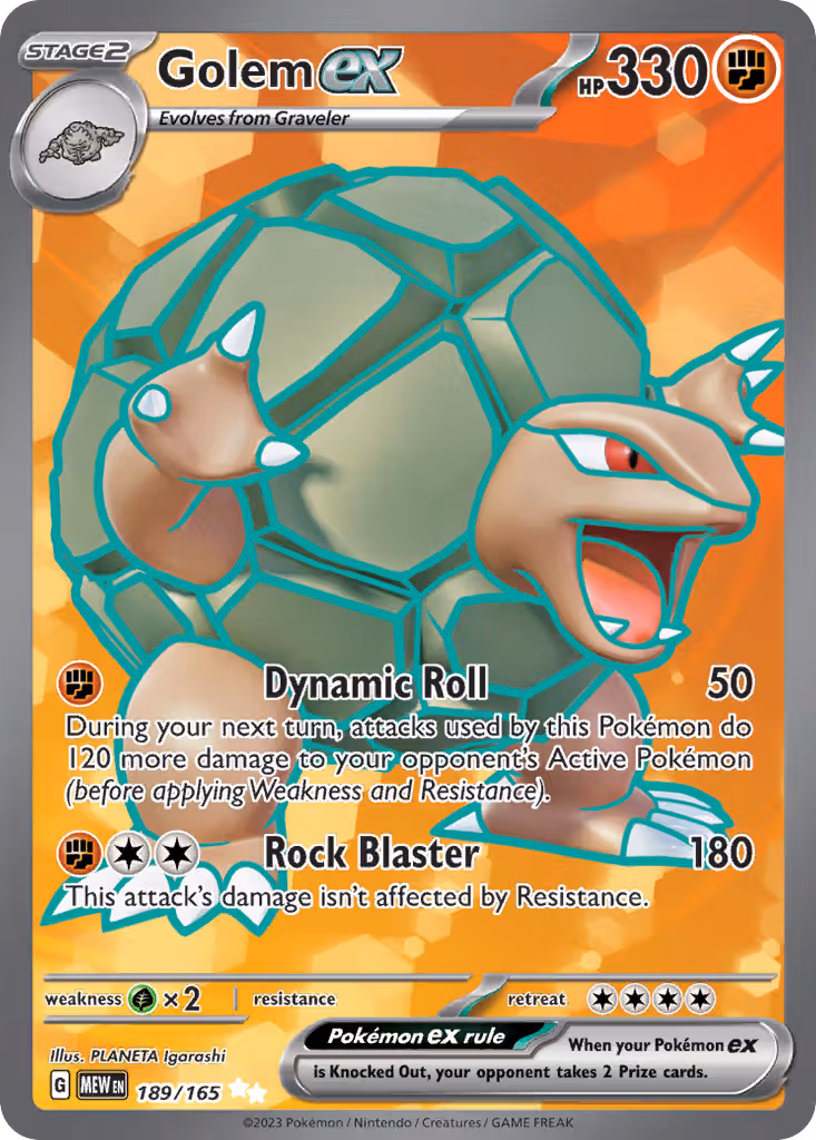Golem ex 189/165 Pokemon card