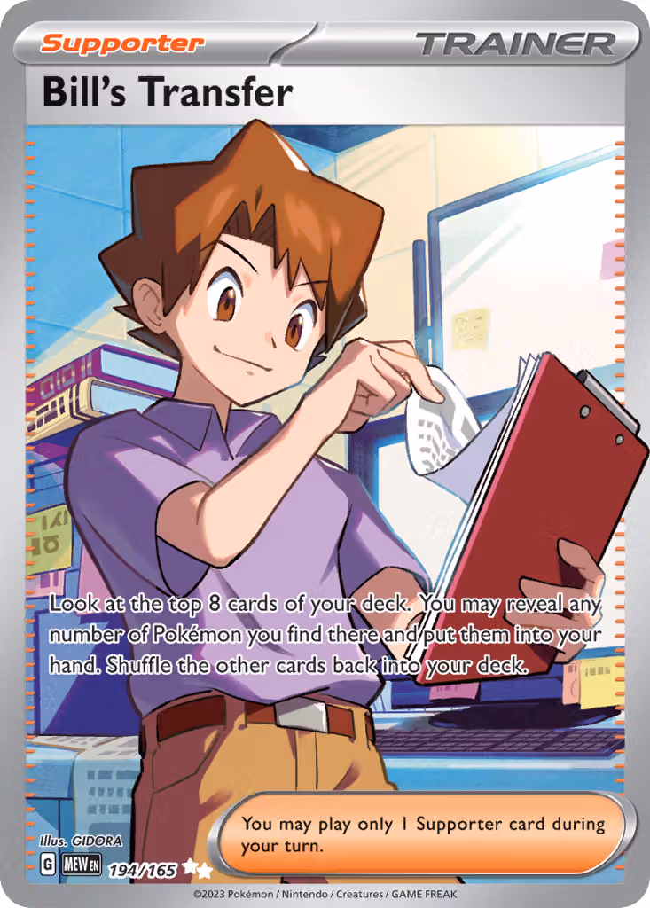 Bill's Transfer 194/165 Pokemon card
