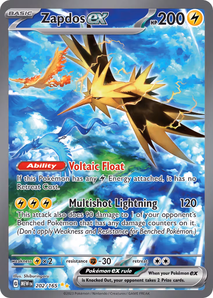 Zapdos ex 202/165 Pokemon card