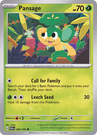 Pansage 4/182 Pokemon card