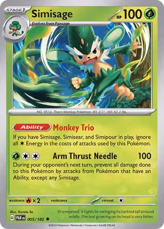 Simisage 5/182 Pokemon card