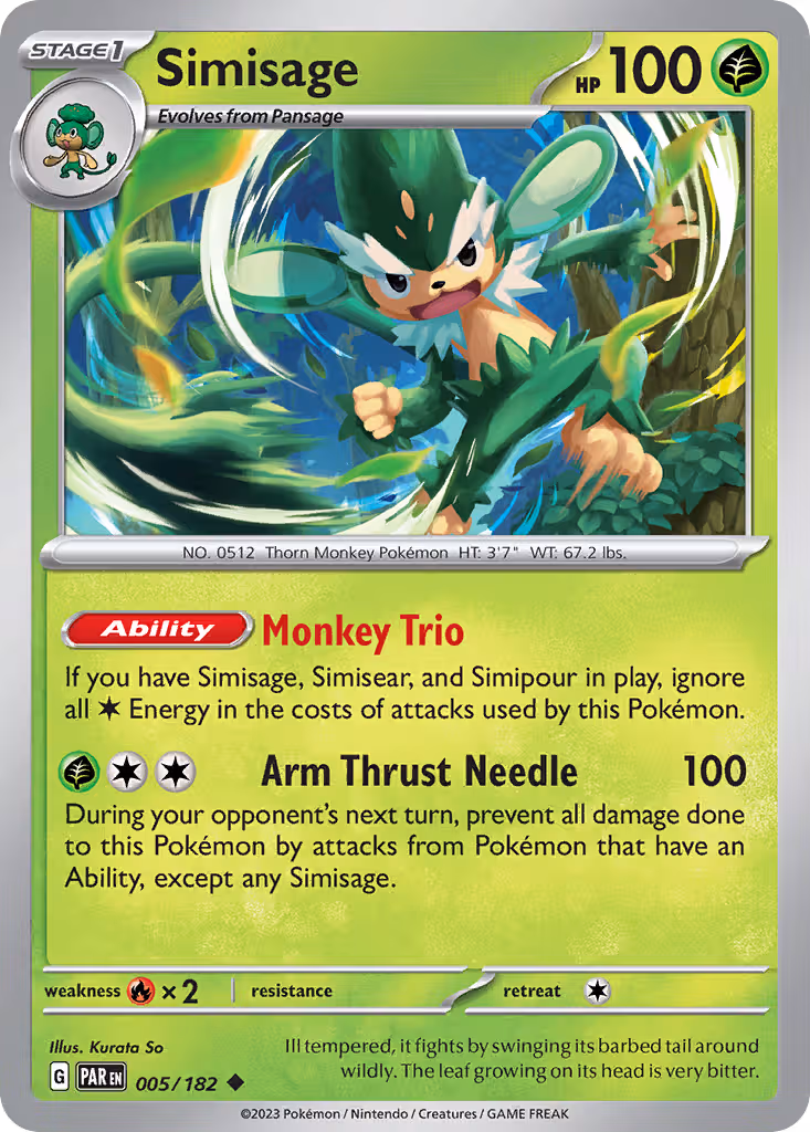 Simisage 5/182 Pokemon card