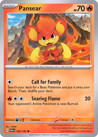 Pansear 20/182 Pokemon card