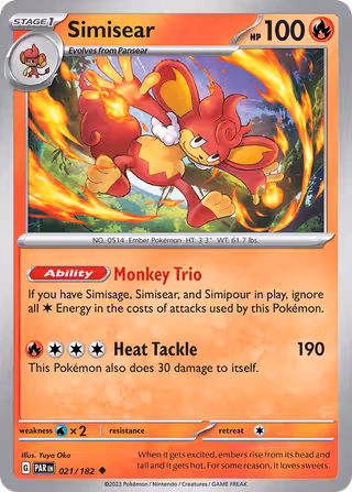 Simisear 21/182 Pokemon card