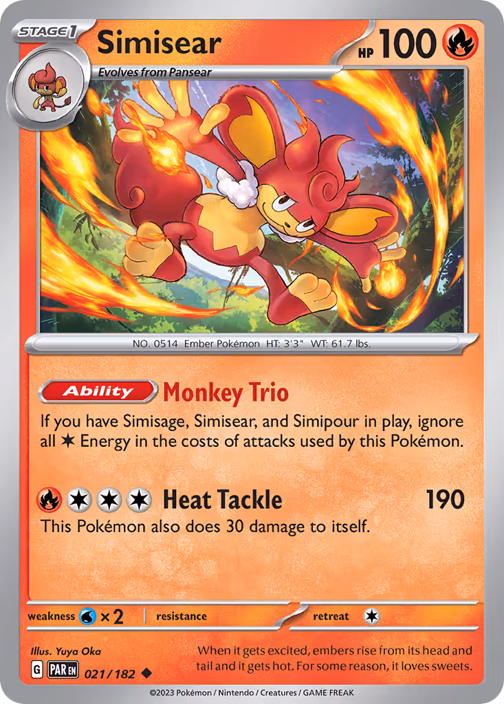 Simisear 21/182 Pokemon card