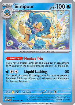 Simipour 42/182 Pokemon card