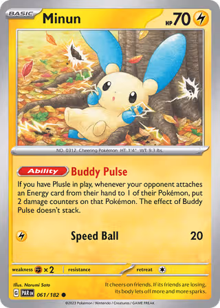 Minun 61/182 Pokemon card