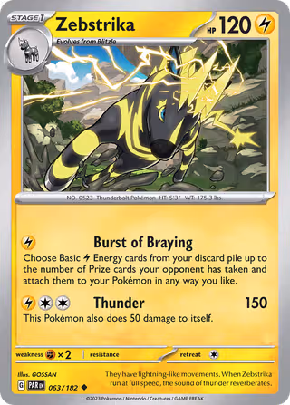 Zebstrika 63/182 Pokemon card