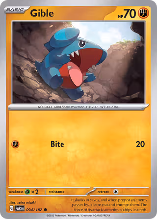 Gible 94/182 Pokemon card