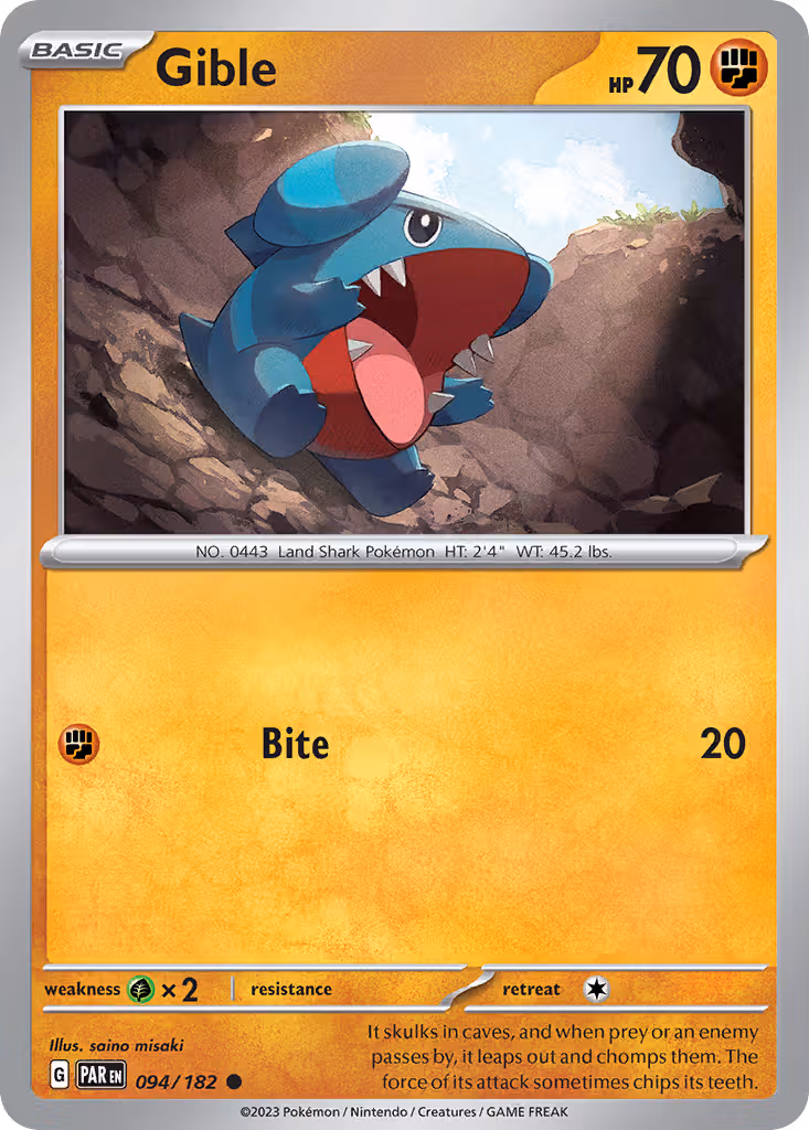 Gible 94/182 Pokemon card
