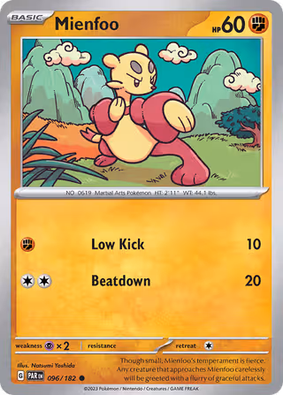 Mienfoo 96/182 Pokemon card
