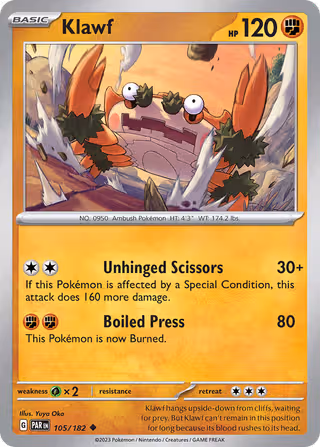 Klawf 105/182 Pokemon card