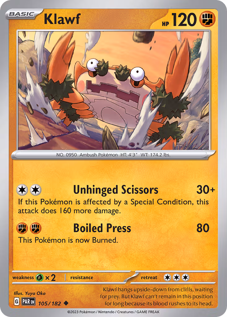 Klawf 105/182 Pokemon card