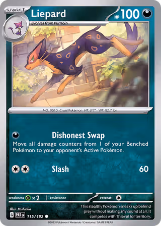 Liepard 115/182 Pokemon card