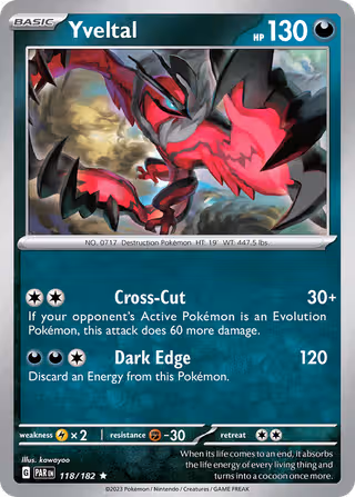 Yveltal 118/182 Pokemon card