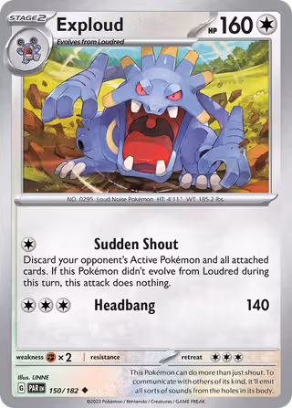 Exploud 150/182 Pokemon card