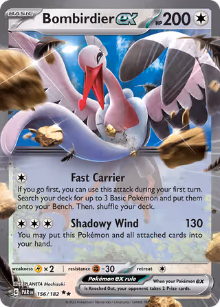 Bombirdier ex 156/182 Pokemon card