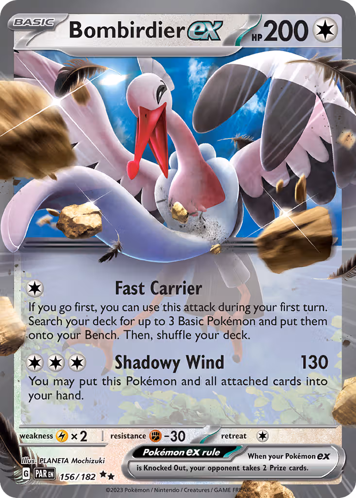 Bombirdier ex 156/182 Pokemon card