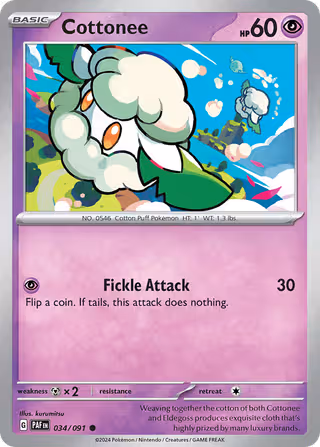 Cottonee 34/91 Pokemon card