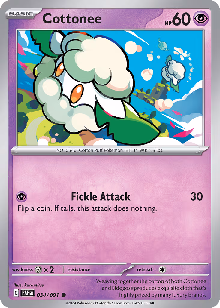Cottonee 34/91 Pokemon card