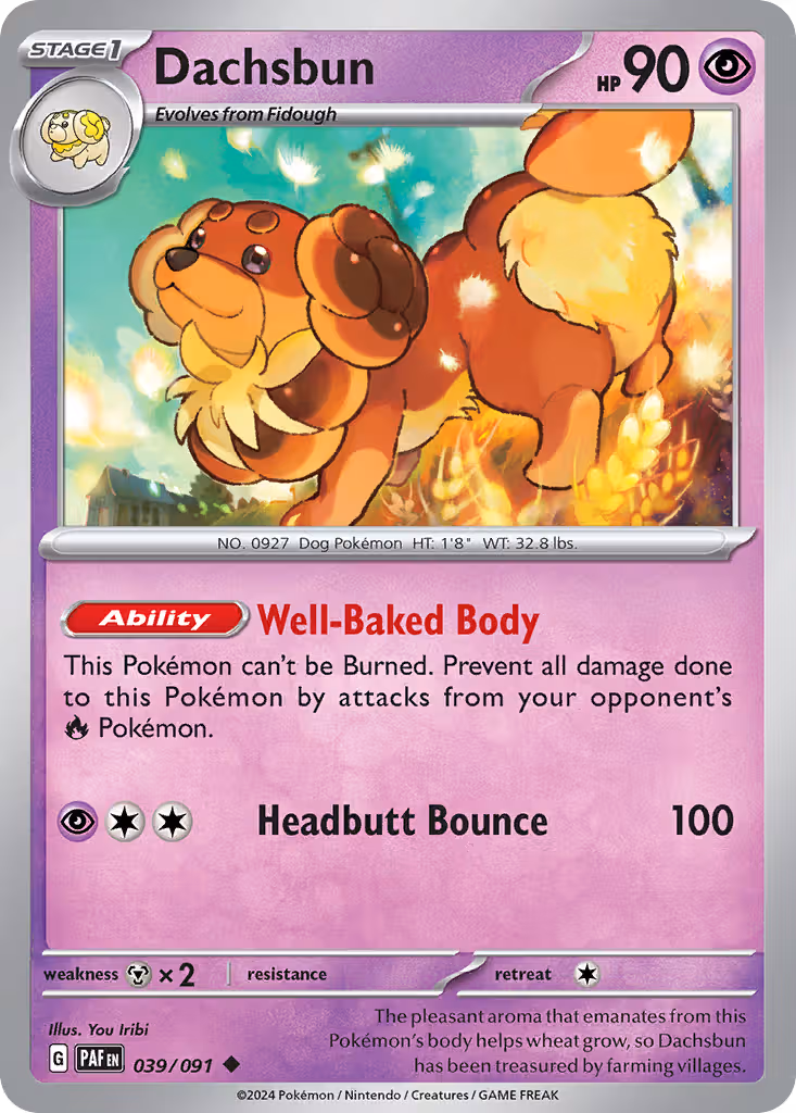 Dachsbun 39/91 Pokemon card