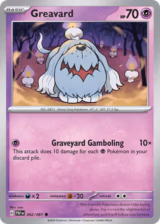 Greavard 42/91 Pokemon card